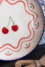 Cherry Print Ceramic Serving Plate