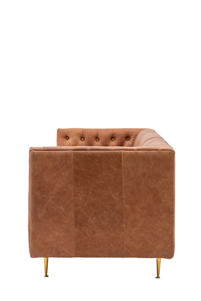 Chesterfield Antique Brown Leather 3-Seater Sofa