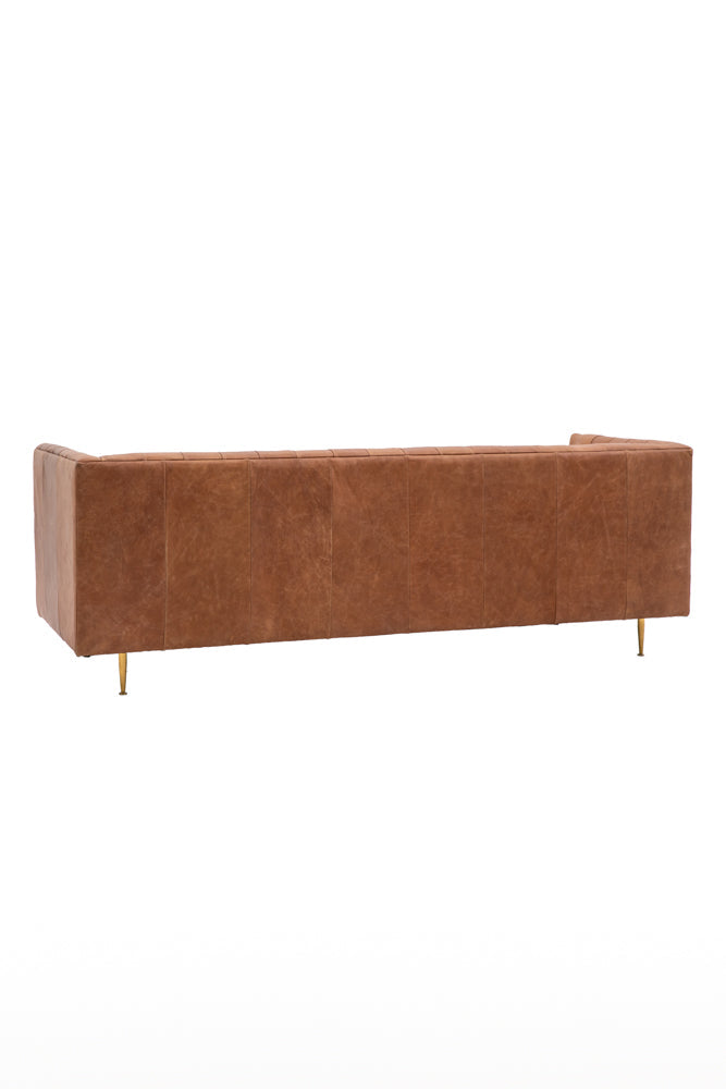 Chesterfield Antique Brown Leather 3-Seater Sofa