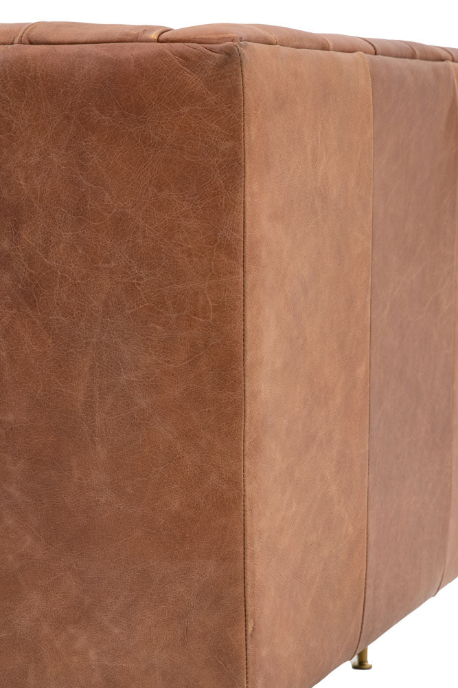 Chesterfield Antique Brown Leather 3-Seater Sofa