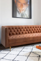 Chesterfield Antique Brown Leather 3-Seater Sofa