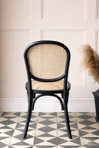 Chez Pitou Black Wood & Woven Cane Dining Chair