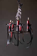 Chic Metal Candlestick Chandelier With Leaf Detail