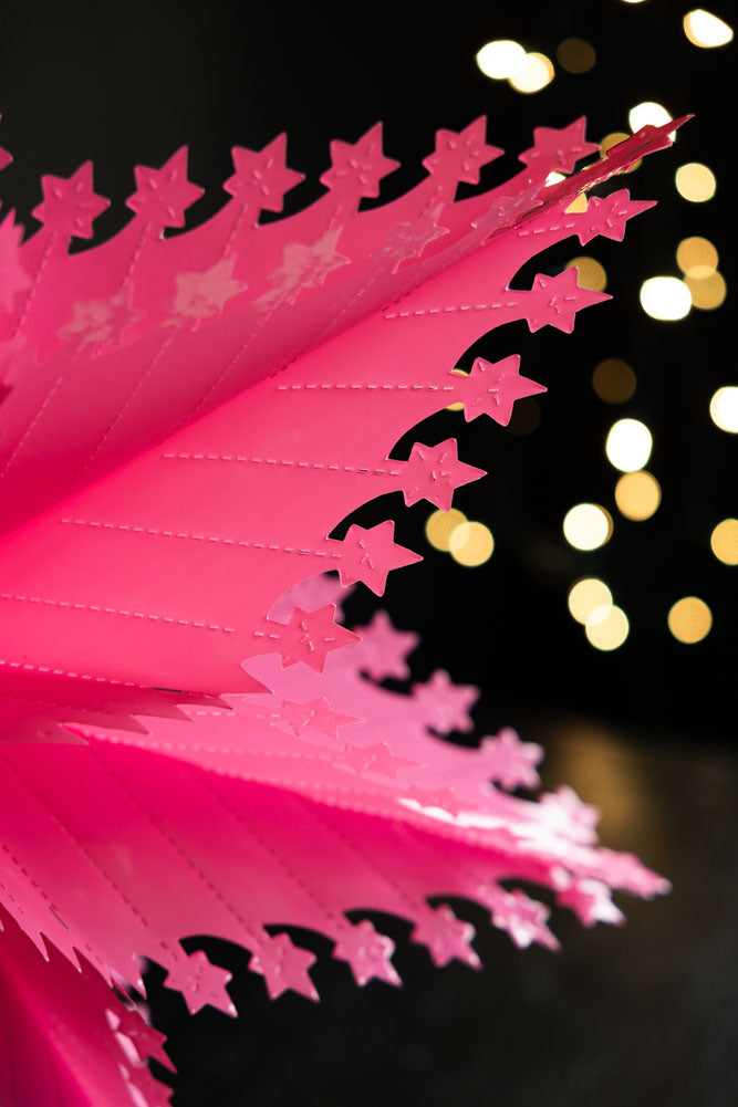 Christmas Star Hanging Decoration in Bright Pink