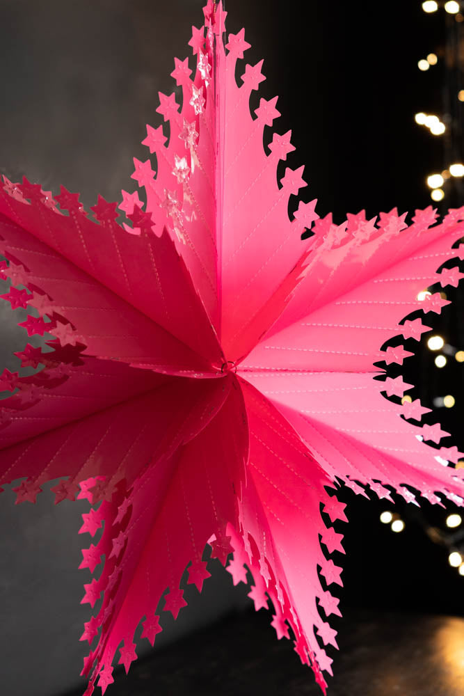 Christmas Star Hanging Decoration in Bright Pink
