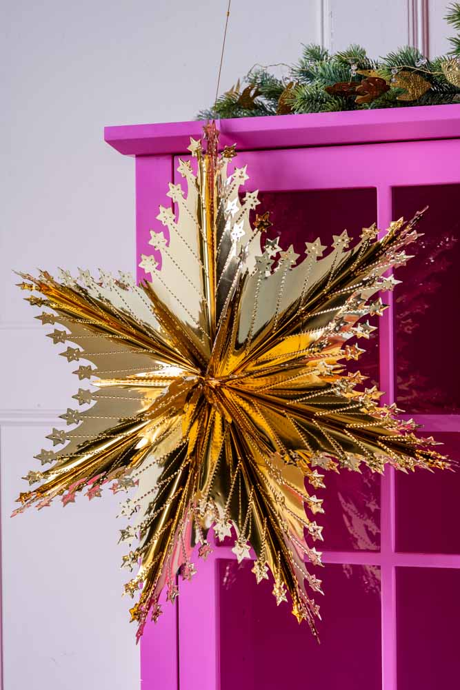 Christmas Star Hanging Decoration in Metallic Gold
