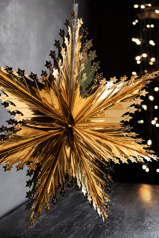 Christmas Star Hanging Decoration in Metallic Gold