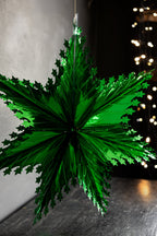 Christmas Star Hanging Decoration in Metallic Green