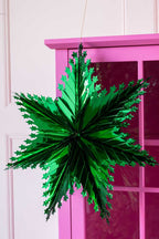 Christmas Star Hanging Decoration in Metallic Green