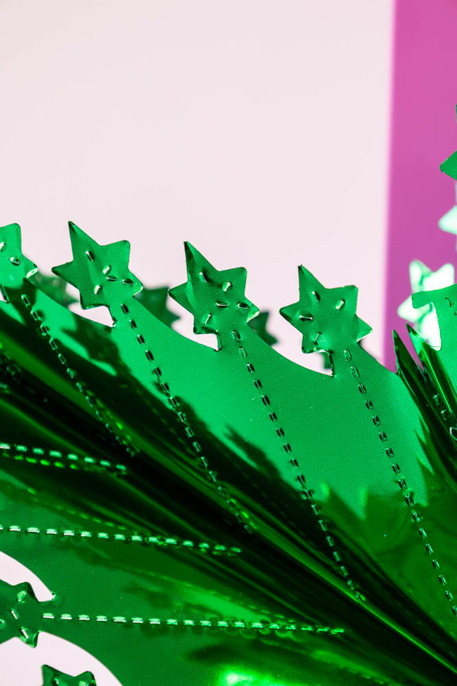Christmas Star Hanging Decoration in Metallic Green