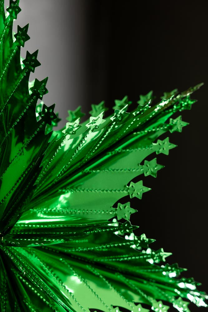 Christmas Star Hanging Decoration in Metallic Green