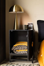 Circular Ribbed Wood Detail Bedside Table