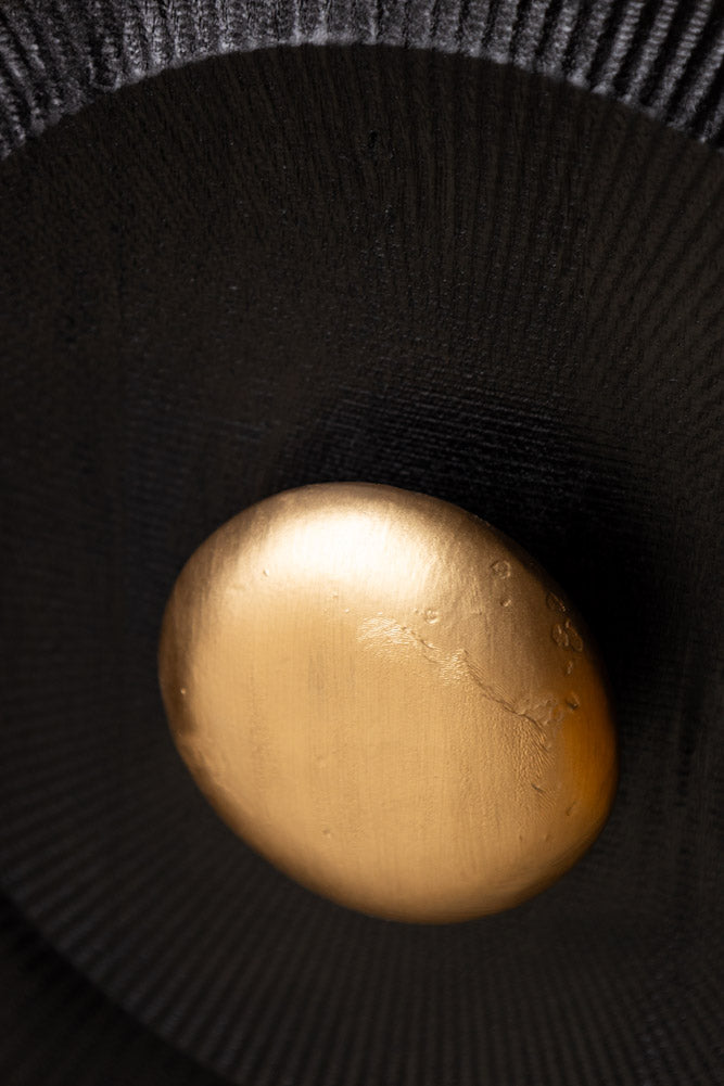 Circular Ribbed Wood Detail Bedside Table