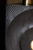 Circular Ribbed Wood Detail Bedside Table