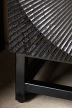 Circular Ribbed Wood Detail Bedside Table