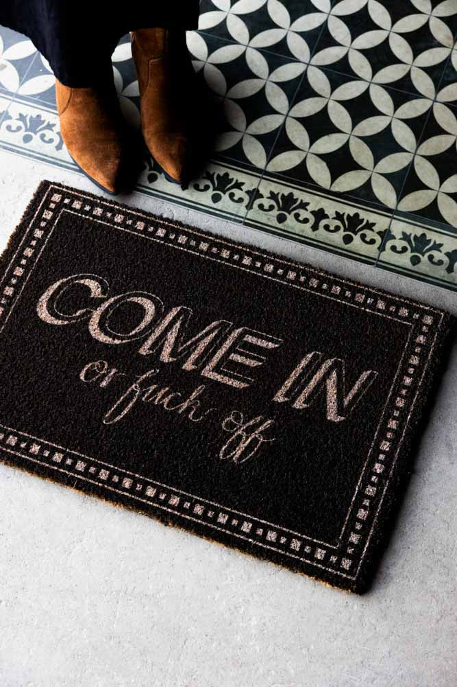 Come In Or Fuck Off Brown Doormat