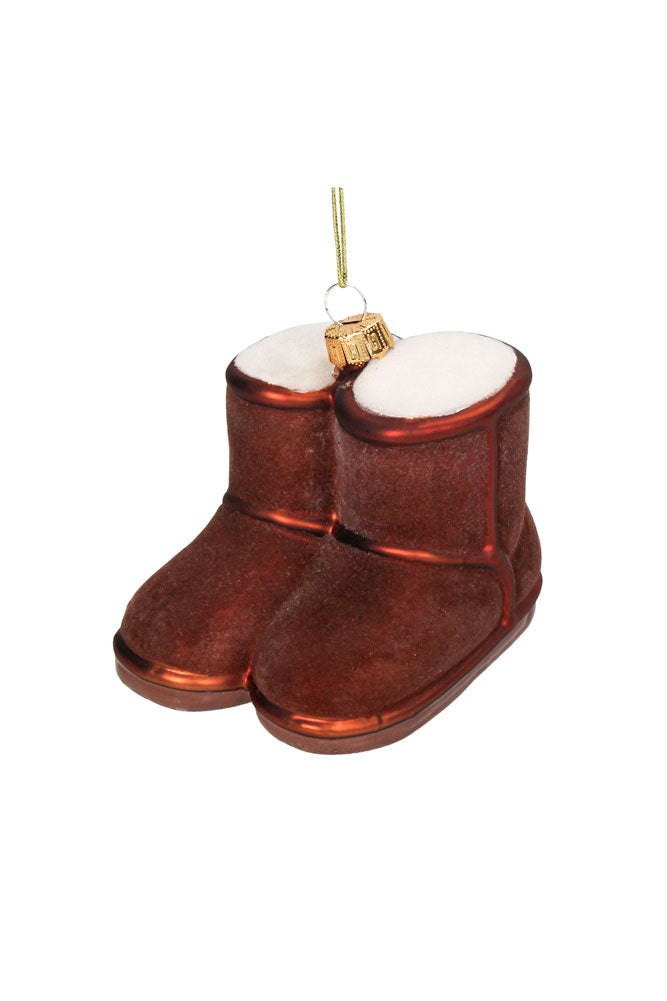 Cosy Winter Boots Glass Christmas Tree Decoration