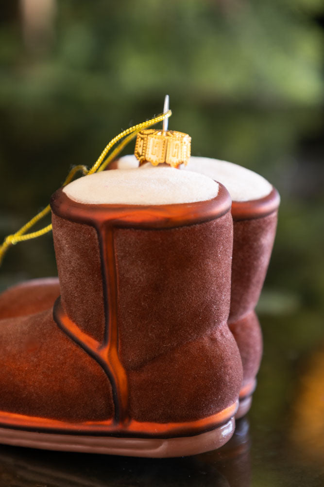 Cosy Winter Boots Glass Christmas Tree Decoration