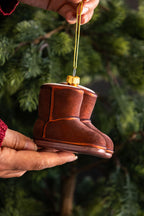 Cosy Winter Boots Glass Christmas Tree Decoration