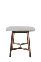 Curved Acacia & Marble Dining Table