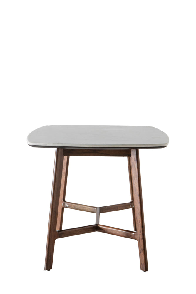 Curved Acacia & Marble Dining Table