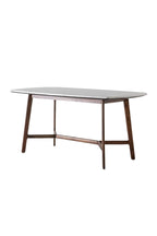 Curved Acacia & Marble Dining Table