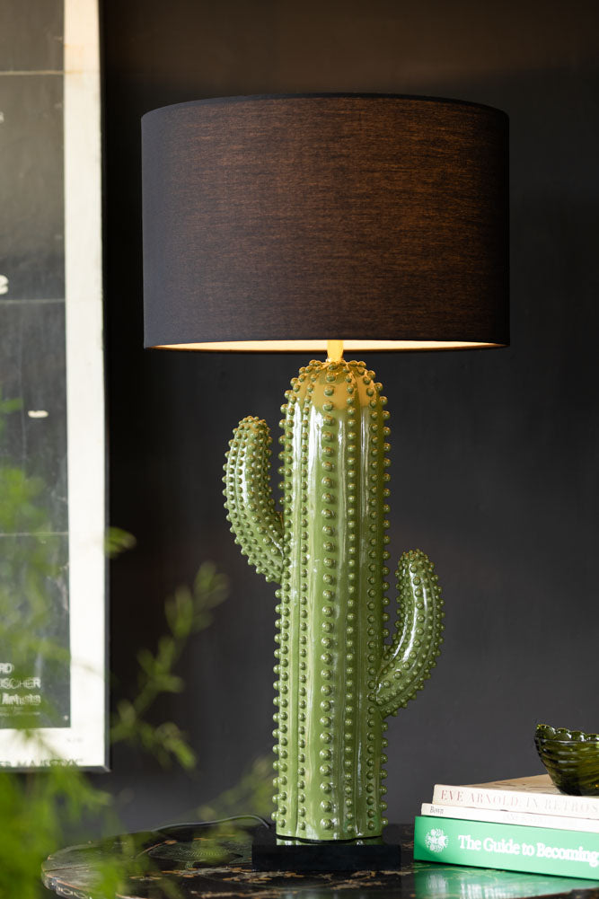 Dark Green Cactus Table Lamp