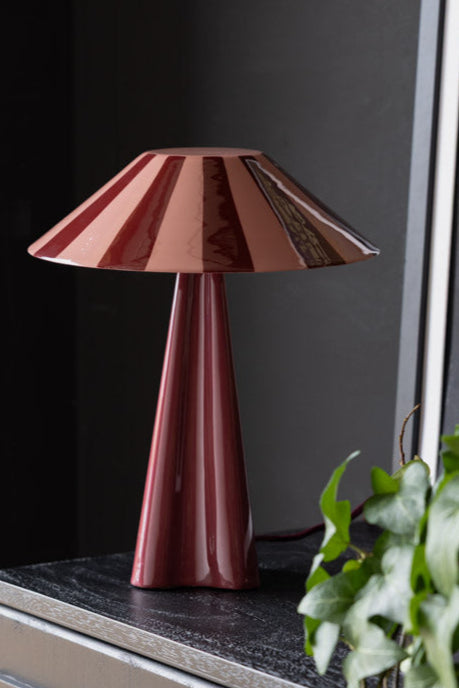 Deep Red Stripe Table Lamp