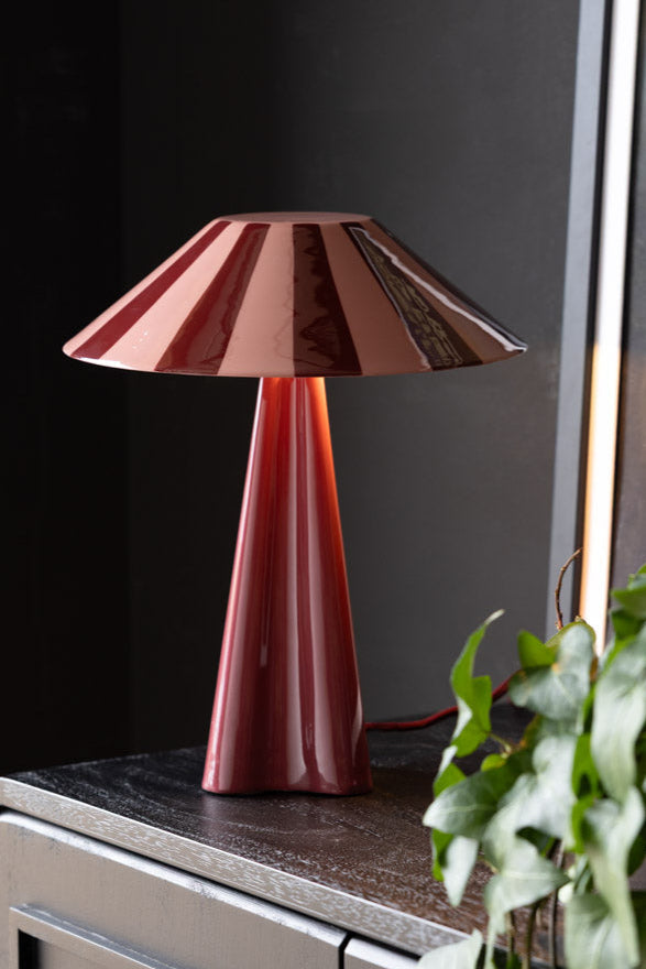 Deep Red Stripe Table Lamp