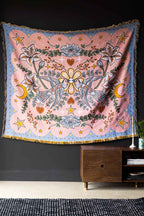 Denim & Bone Blue Lovebirds Woven Cotton Throw