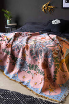 Denim & Bone Blue Lovebirds Woven Cotton Throw