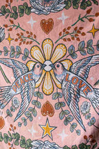 Denim & Bone Blue Lovebirds Woven Cotton Throw