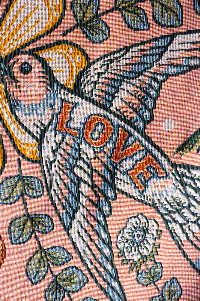 Denim & Bone Blue Lovebirds Woven Cotton Throw