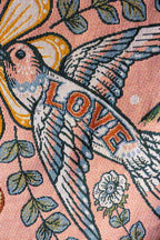 Denim & Bone Blue Lovebirds Woven Cotton Throw