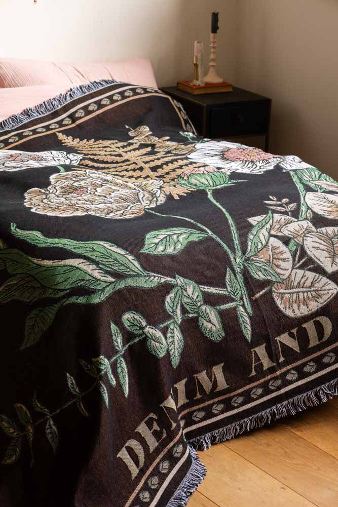 Denim & Bone Scandi Black Woven Cotton Throw