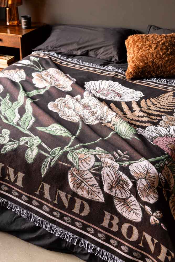 Denim & Bone Scandi Black Woven Cotton Throw