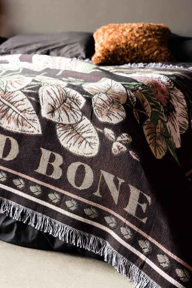 Denim & Bone Scandi Black Woven Cotton Throw