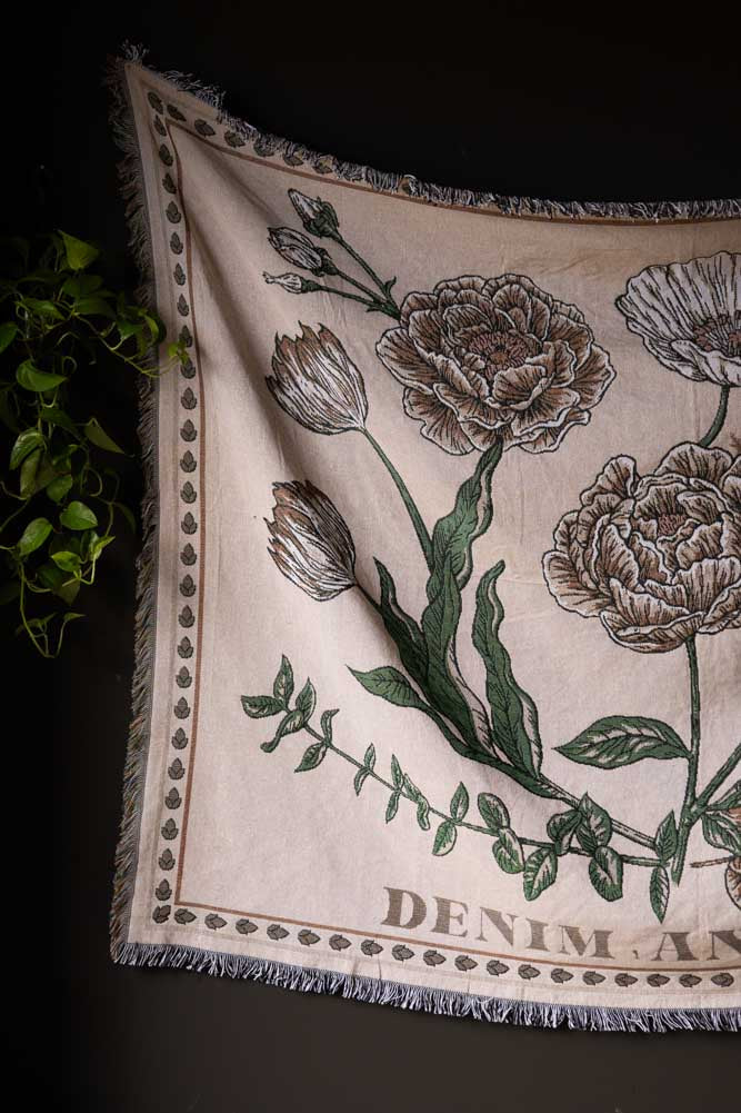 Denim & Bone Scandi White Woven Cotton Throw