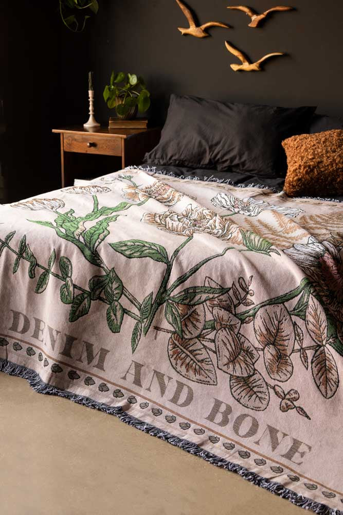 Denim & Bone Scandi White Woven Cotton Throw