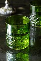 Green Whiskey Embossed Glass - Available in Two Designs