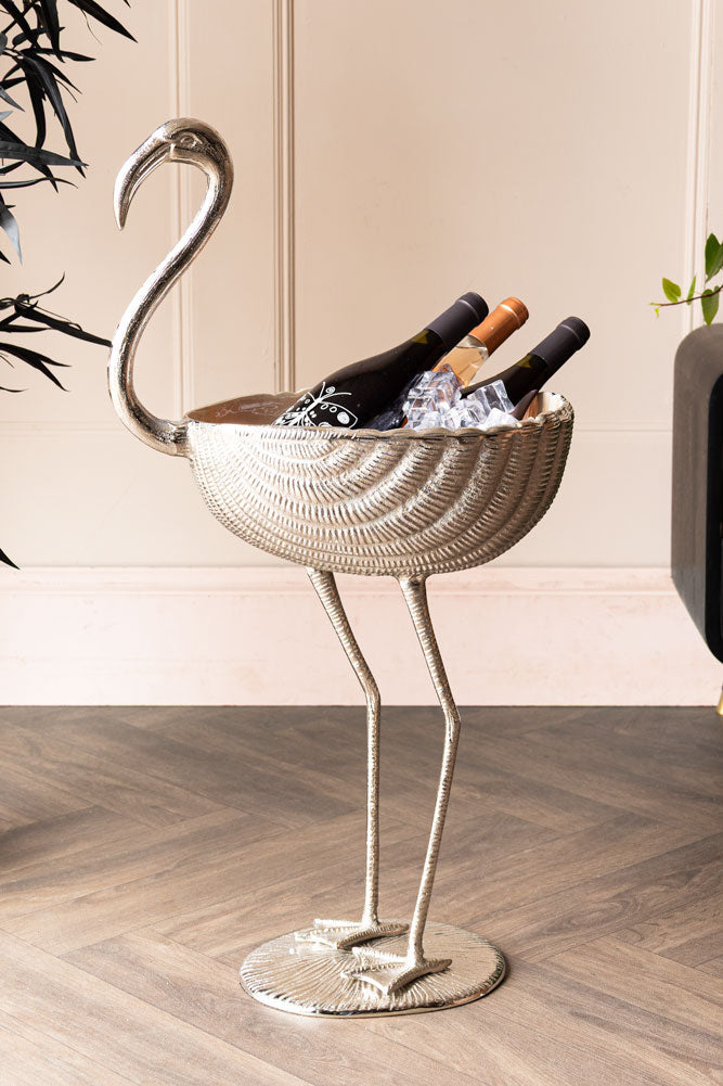 Enamel Metallic & Pale Pink Flamingo Wine Cooler