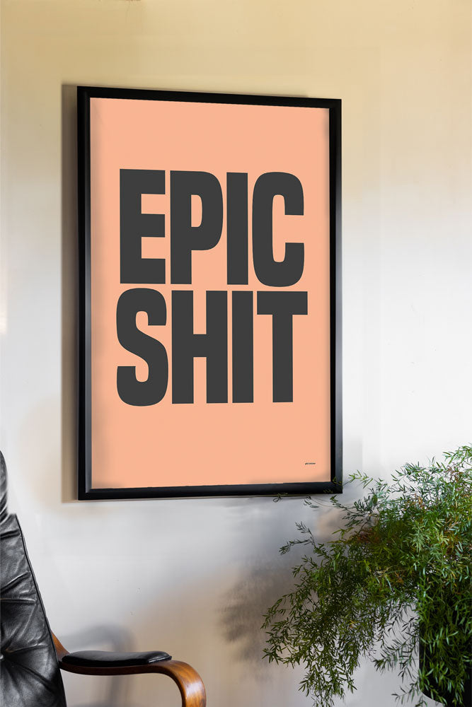 Epic Shit Coral & Black Art Print - Unframed