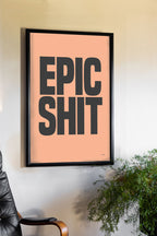 Epic Shit Coral & Black Art Print - Unframed