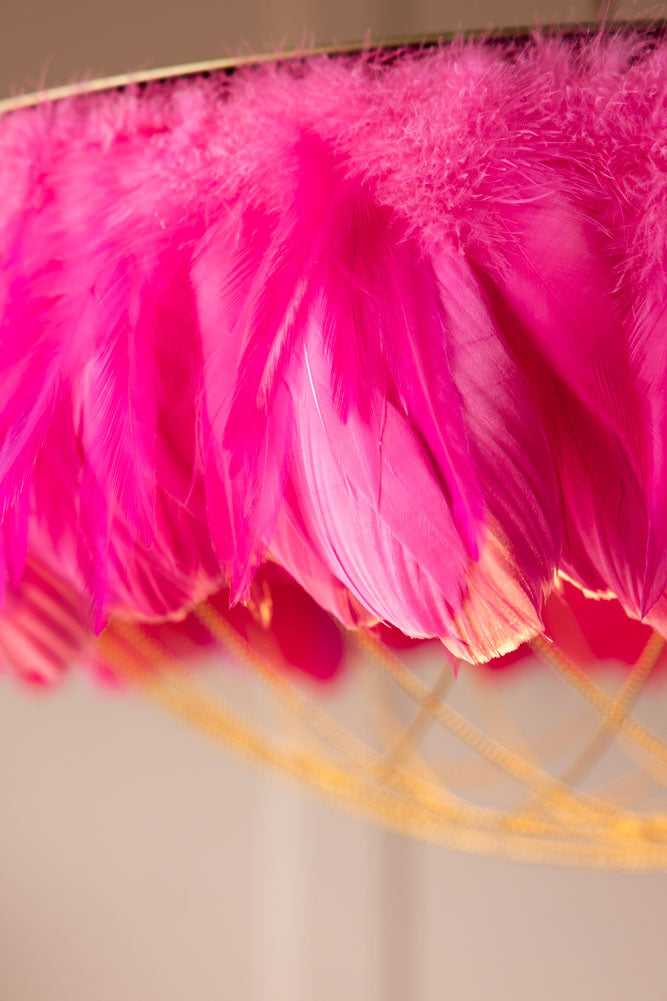 Fabulous Feather Ceiling Light Shade - Hot Pink