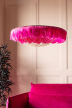 Fabulous Feather Ceiling Light Shade - Hot Pink