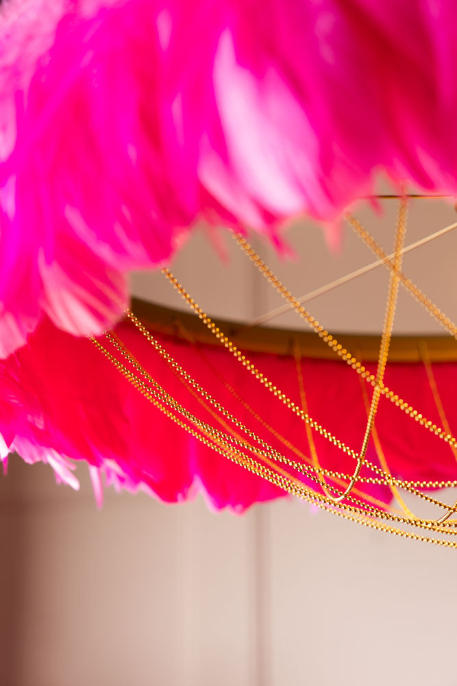 Fabulous Feather Ceiling Light Shade - Hot Pink