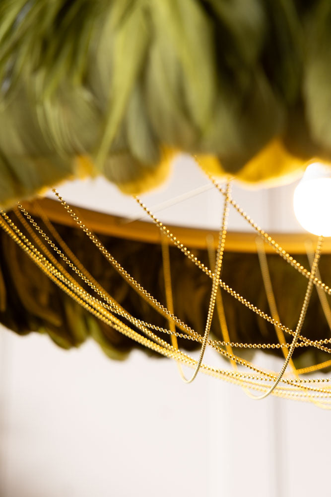 Fabulous Feather Ceiling Light Shade - Olive Green