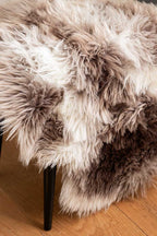 Faux Sheepskin Rug in White & Walnut