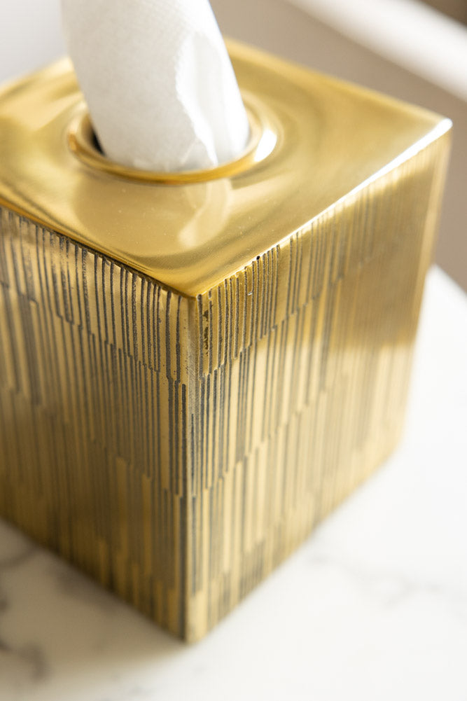 Fine Line Detail Gold Effect Tissue Box