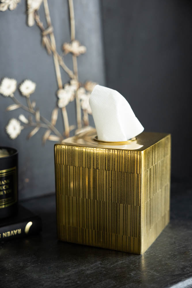 Fine Line Detail Gold Effect Tissue Box